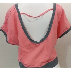 NORDSTROM UNITY PEACH CROPPED LOW BACK SWEATER